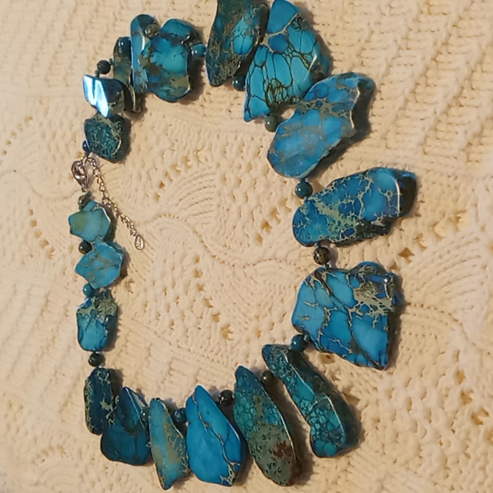 Stone necklace with sterling silver claspe